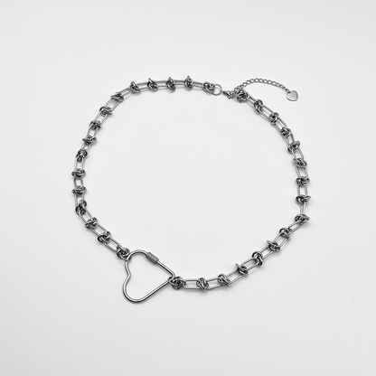 SOFT BUT DEADLY BARBED HEART NECKLACES { STAINLESS STEEL } - SOFT HEARTS - Usagi x Usagi, LLC - Jewelry