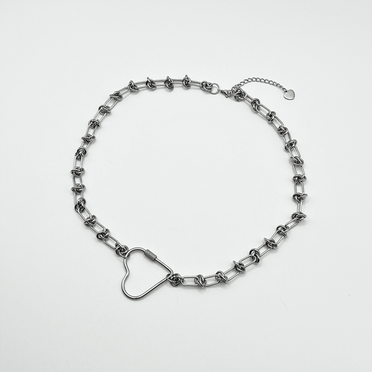 SOFT BUT DEADLY BARBED HEART NECKLACES { STAINLESS STEEL } - SOFT HEARTS - Usagi x Usagi, LLC - Jewelry