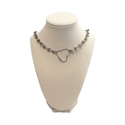 SOFT BUT DEADLY BARBED HEART NECKLACES { STAINLESS STEEL } - SOFT HEARTS - Usagi x Usagi, LLC - Jewelry
