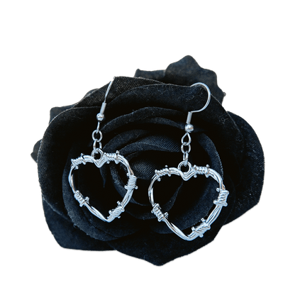 SOFT BUT DEADLY METAL HEART EARRINGS — kawaii Jewelry by Usagi x Usagi, LLC, cute decorative accessory