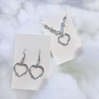 SOFT BUT DEADLY SILVER METAL HEART NECKLACE BUNDLE SET - Usagi x Usagi, LLC - Jewelry