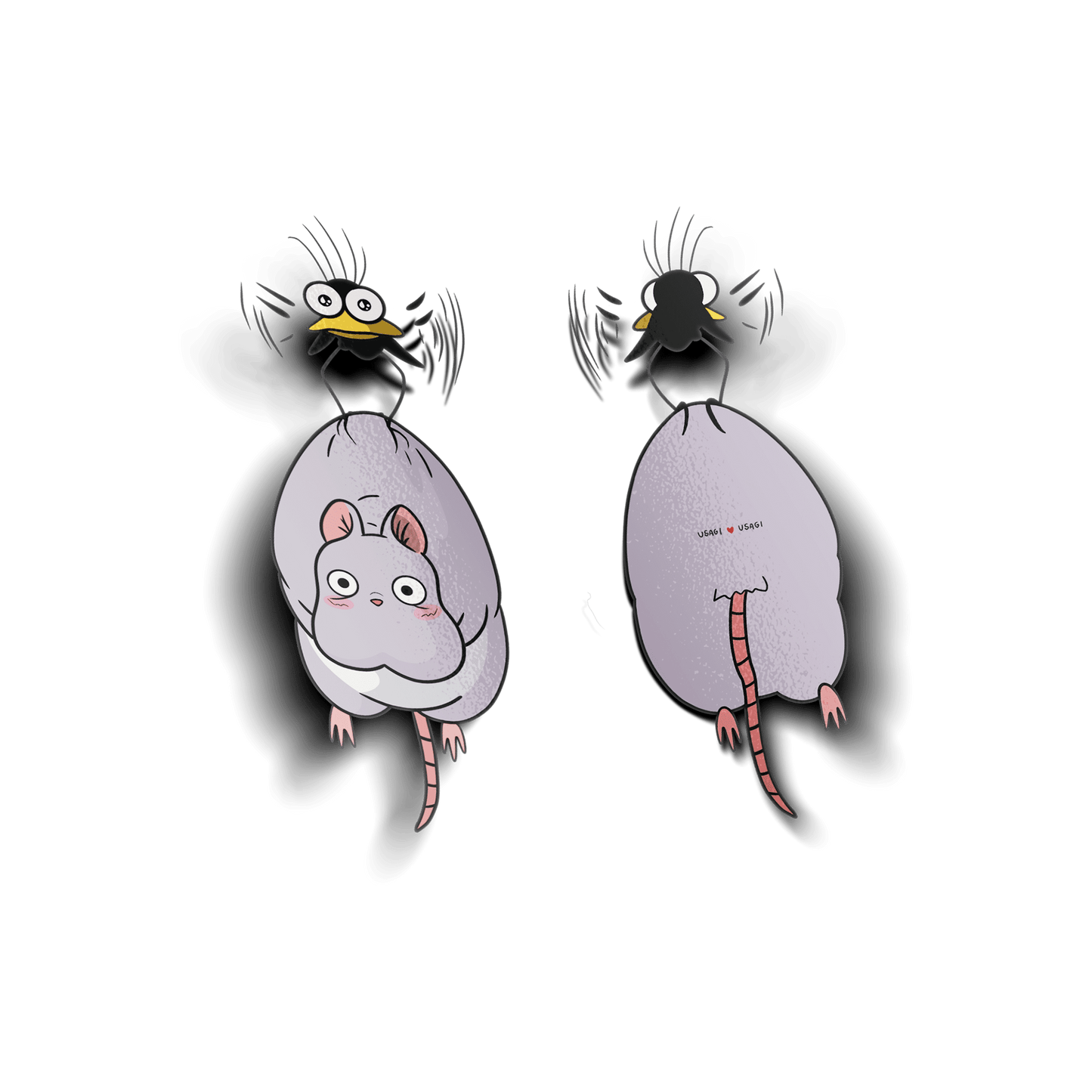 SPIRITED AWAY ( MOUSE & BIRD ) CLEAR VINYL STICKER - Usagi x Usagi, LLC - Stickers