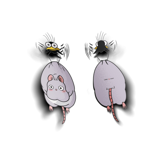 SPIRITED AWAY ( MOUSE & BIRD ) CLEAR VINYL STICKER - Usagi x Usagi, LLC - Stickers