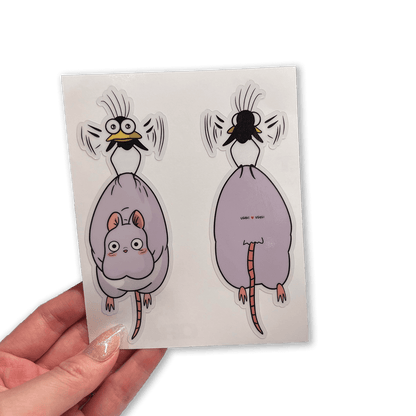SPIRITED AWAY ( MOUSE & BIRD ) CLEAR VINYL STICKER - Usagi x Usagi, LLC - Stickers