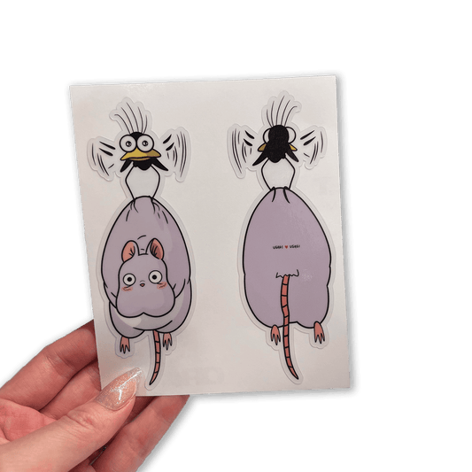 SPIRITED AWAY ( MOUSE & BIRD ) CLEAR VINYL STICKER - Usagi x Usagi, LLC - Stickers