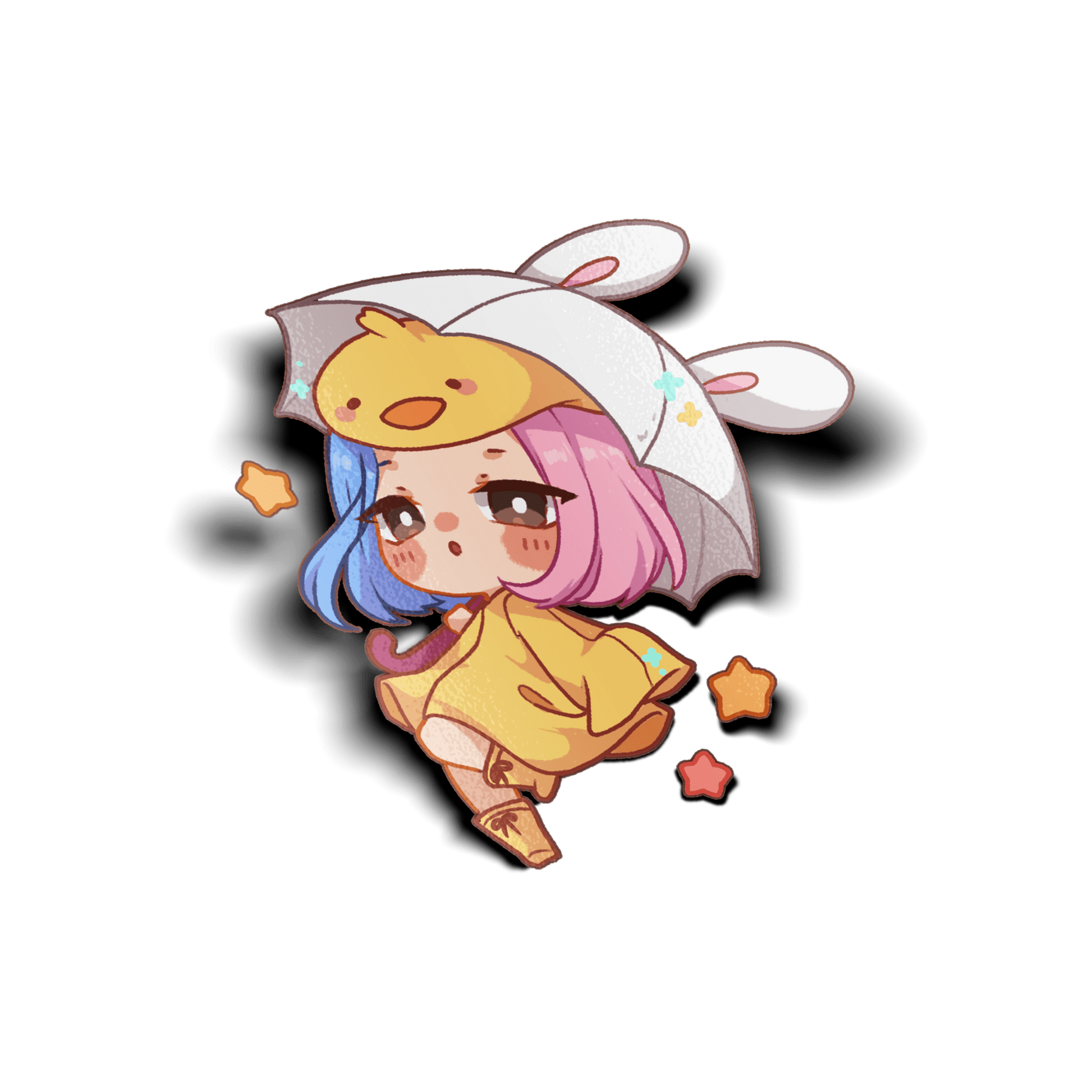 USAGI - CHAN DUCKY RAINY DAYS CHIBI MINI STICKER { MASCOT } - Usagi x Usagi, LLC - Stickers