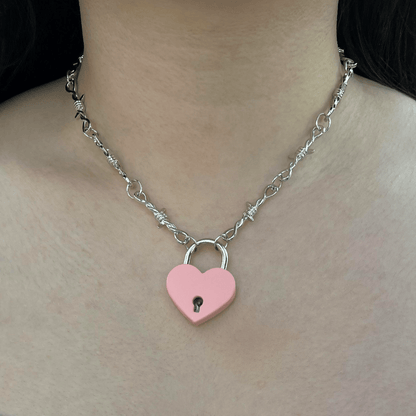 Usagi x Usagi Jewelry SOFT BUT DEADLY BARBED HEART NECKLACES { PINK HEART LOCKET } SOFT BUT DEADLY BARBED HEART NECKLACES { PINK HEART LOCKET }