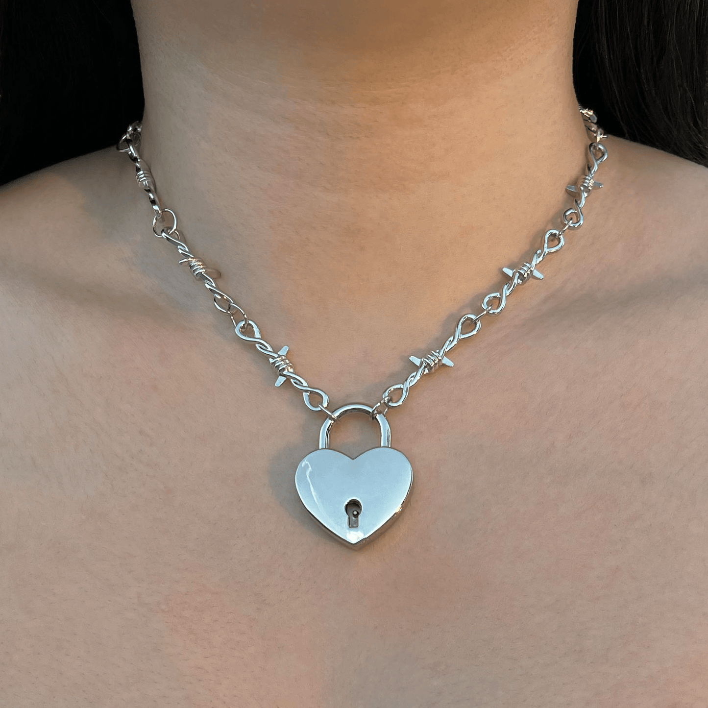 Usagi x Usagi Jewelry SOFT BUT DEADLY BARBED HEART NECKLACES { SILVER HEART LOCKET } SOFT BUT DEADLY BARBED HEART NECKLACES { SILVER HEART LOCKET }