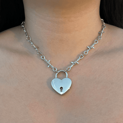 Usagi x Usagi Jewelry SOFT BUT DEADLY BARBED HEART NECKLACES { SILVER HEART LOCKET } SOFT BUT DEADLY BARBED HEART NECKLACES { SILVER HEART LOCKET }