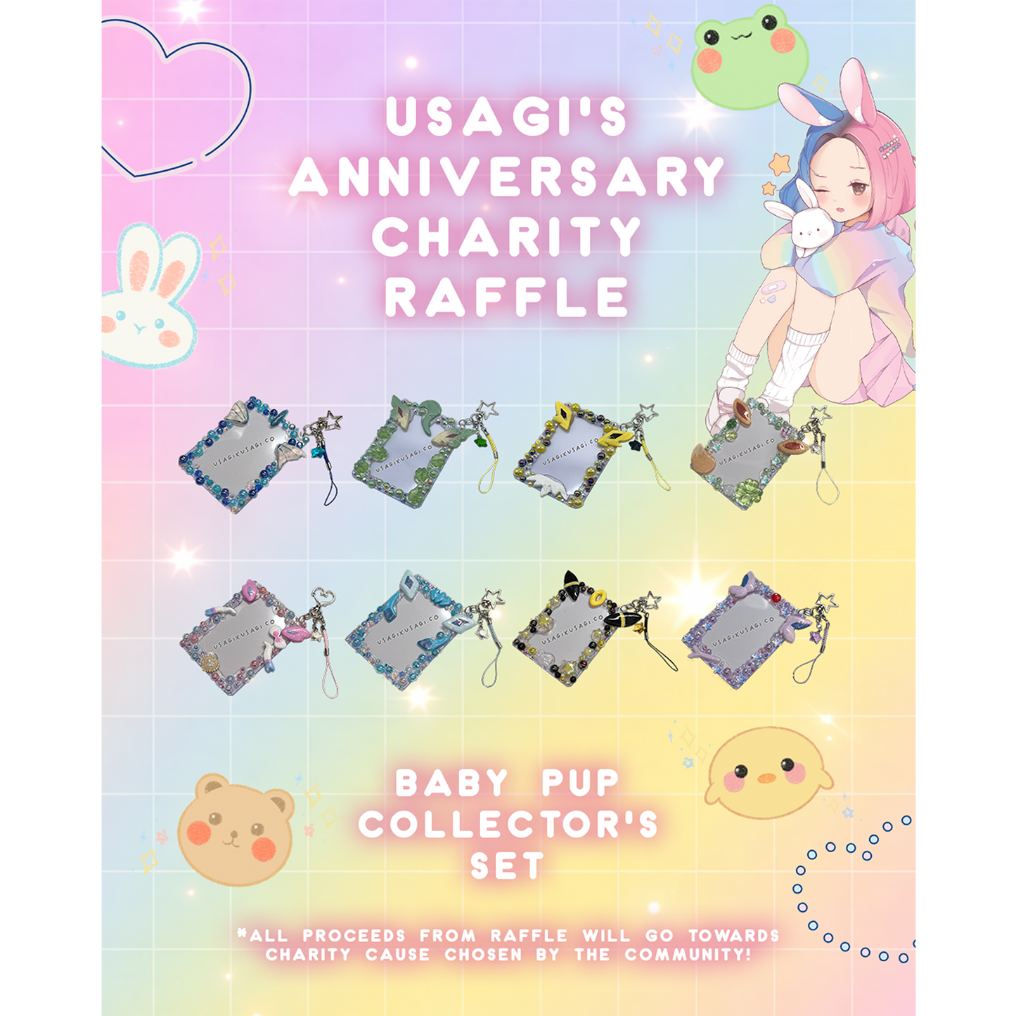[ ENTRY ONLY - PLEASE READ DESCRIPTION ] 🎉🐰 usagi's 4th anniversary charity raffle – baby pup collector's set ✨