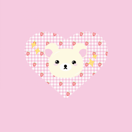 Alternative GIF of bear lenticular sticker featuring brown and white bear designs in a heart shape.