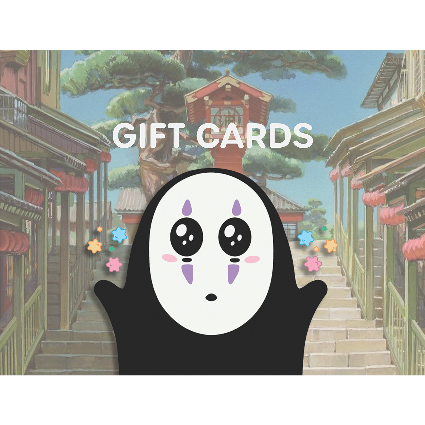 No Face graphic with "Gift Cards" text overlay.