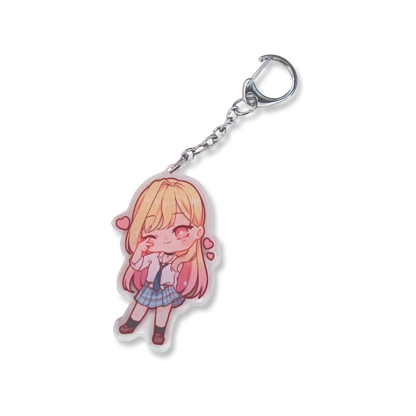 Marin School Girl Outfit Keychain design features Marin from My Dress Up Darling wearing her school girl outfit on an acrylic keychain.