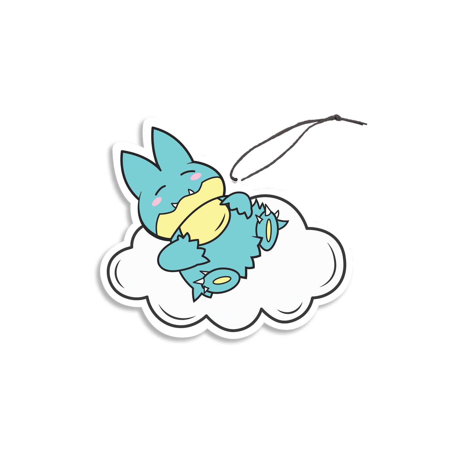 Munchlax Air Freshener design features the Pokemon Snorlax lazily sleeping on a cloud.
