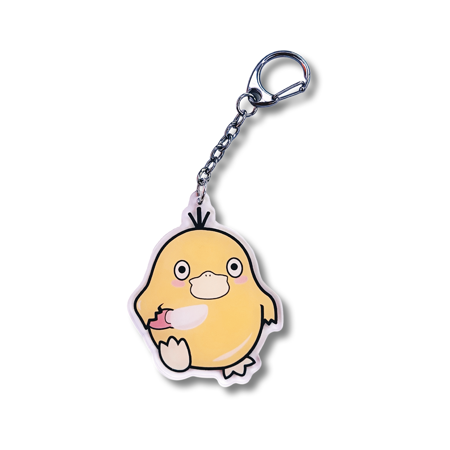 Psyduck with Knife Keychain design includes Pokemon Psyduck holding a knife on an acrylic keychain.