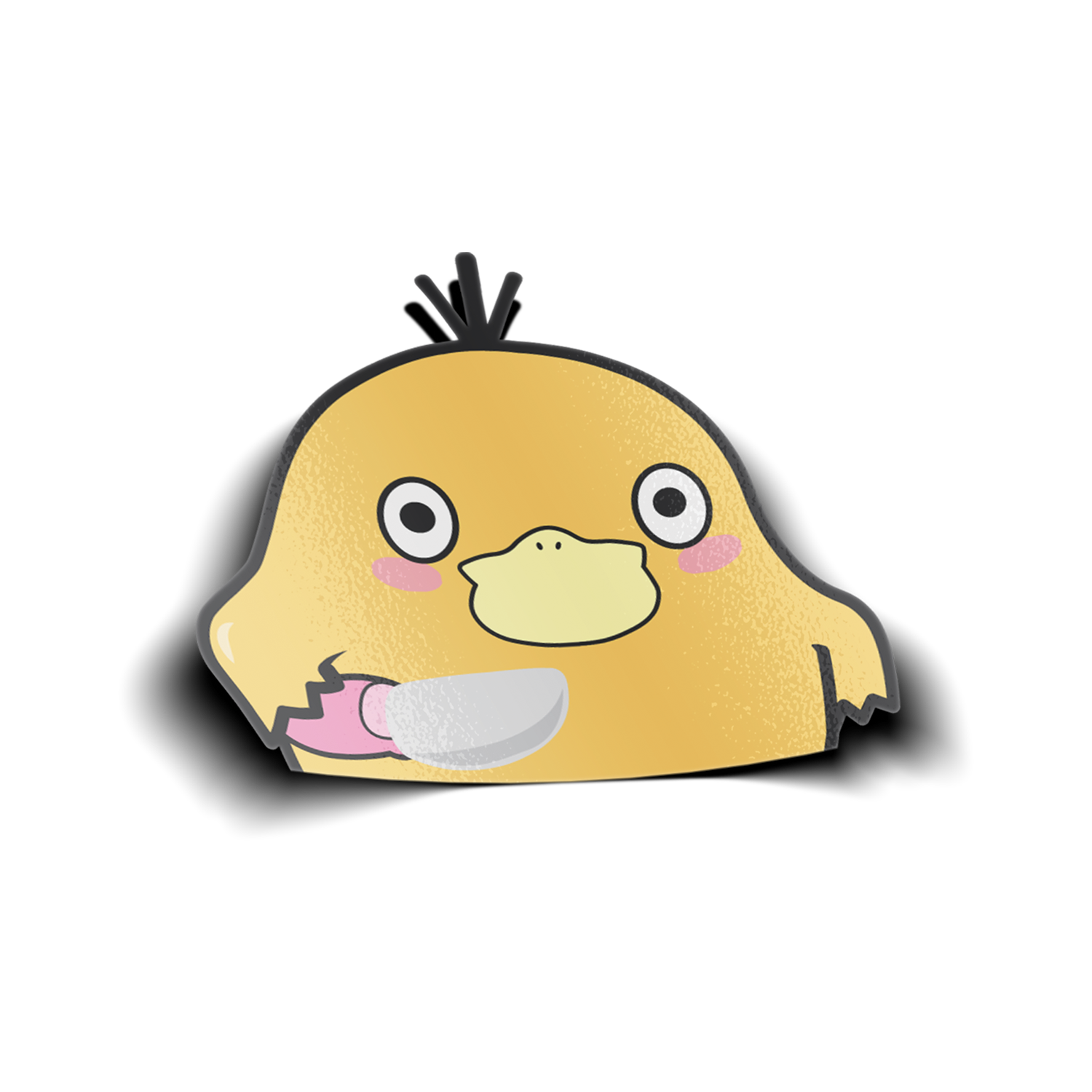 Psyduck with Knife Air Sticker design includes Pokemon Psyduck holding a knife in a peeking-over style.