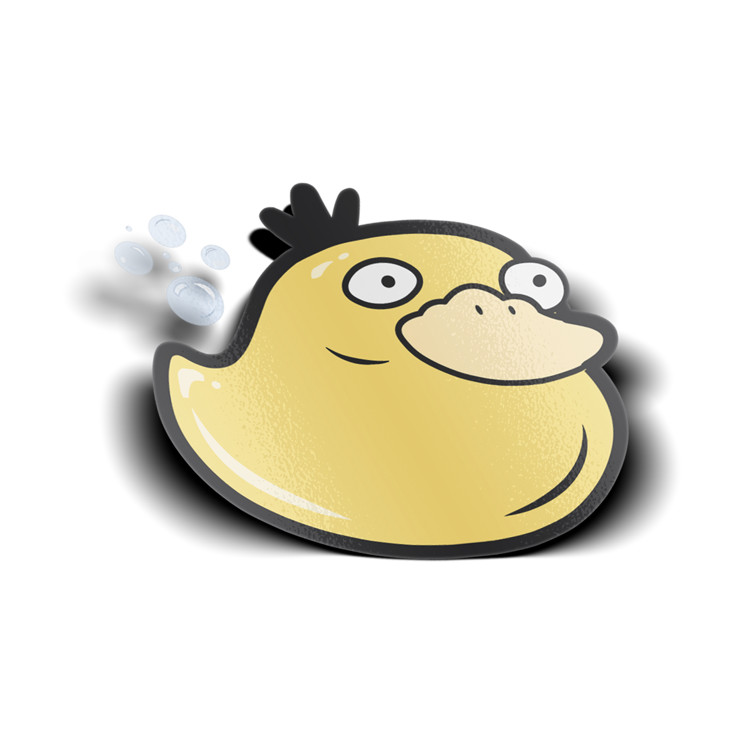 Rubber Psyducky Sticker design features Pokemon Psyduck as a rubber ducky with some bubbles.