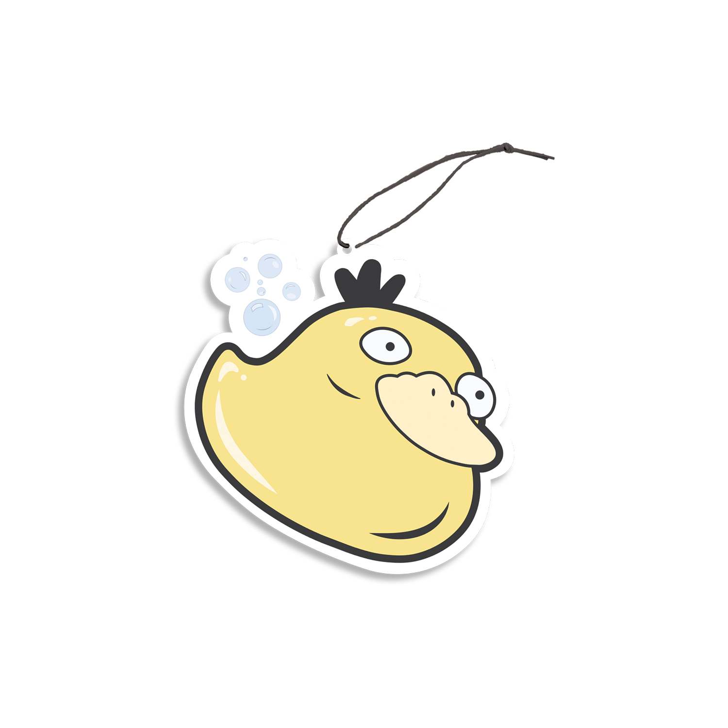 Rubber Psyducky Air Freshener design features Pokemon Psyduck as a rubber ducky with some bubbles.