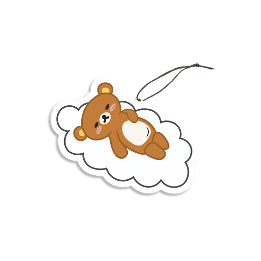 Sleeping Kuma Air Freshener design features sleeping brown bear on a cloud.
