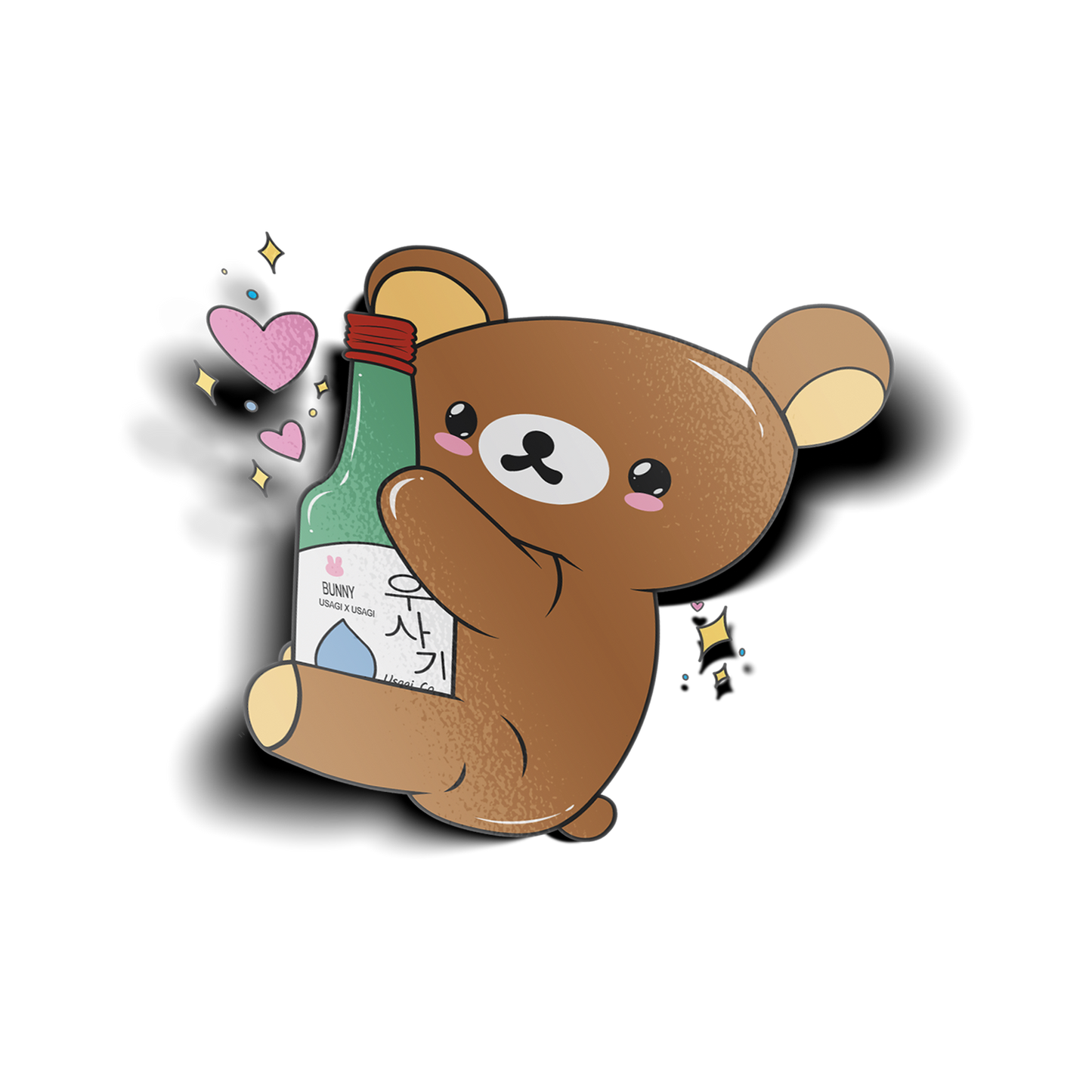 Soju Kuma Sticker design features brown bear holding a soju bottle.