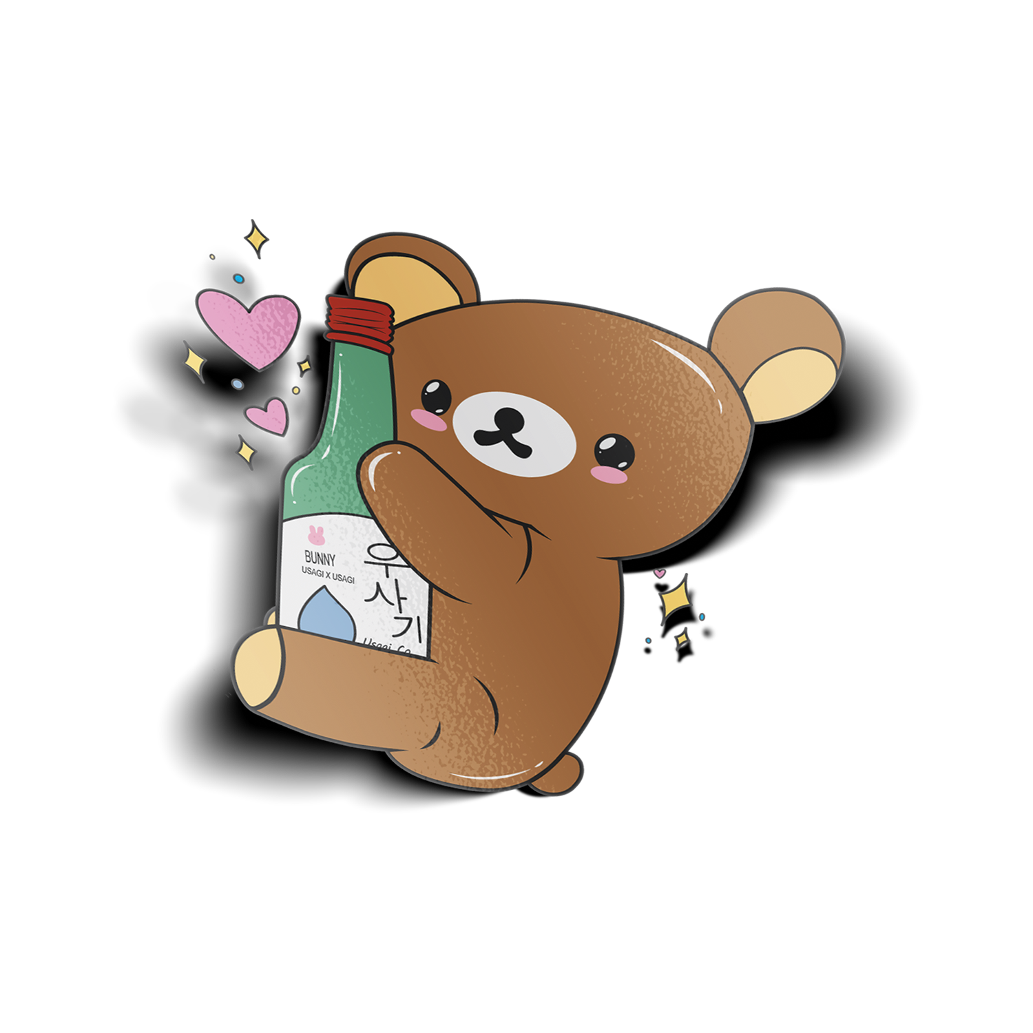 Soju Kuma Sticker design features brown bear holding a soju bottle.