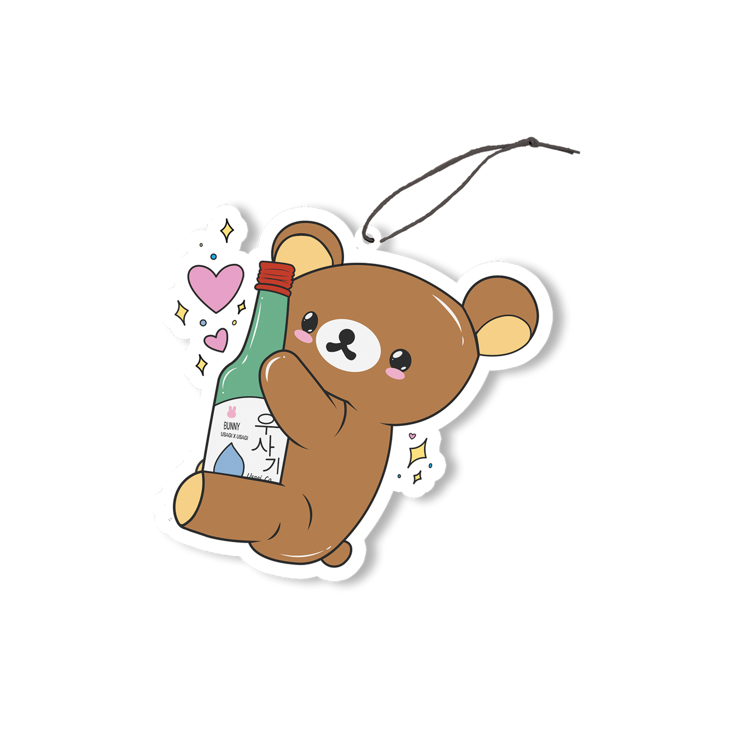 Soju Kuma Air Freshener design features brown bear holding a soju bottle.