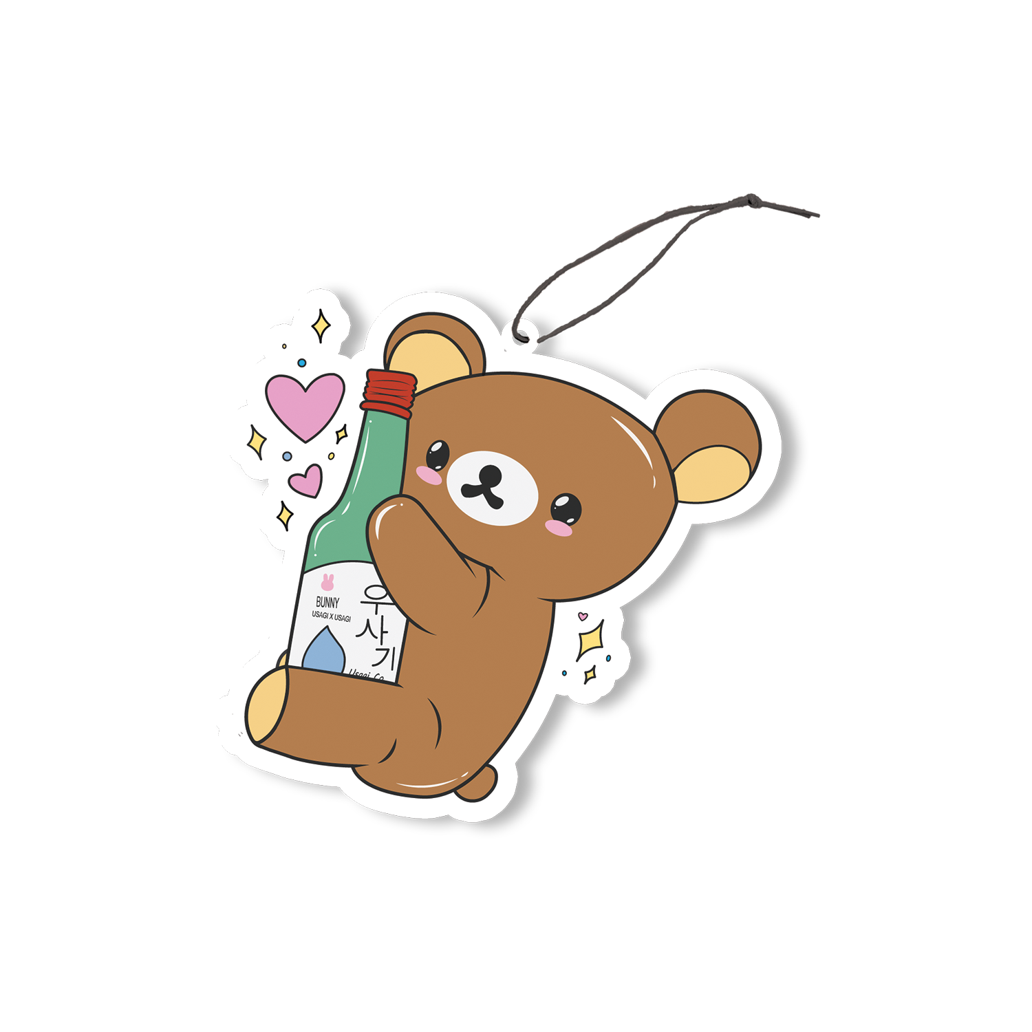 Soju Kuma Air Freshener design features brown bear holding a soju bottle.